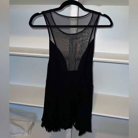 Free People Black Mesh Panel Festival Tank Top - L - Picture 3 of 5